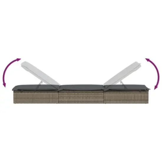 vidaXL - Gray Patio Daybed Set - Wicker Sunbeds with Table and Cushions for Outdoor/Poolside/Balcony image {6}