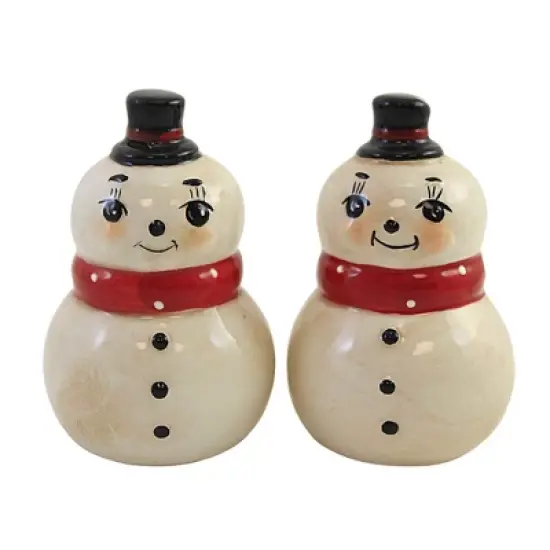 Transpac 3.75 In Nostalgic Snowman Winter Salt And Pepper Shaker , Christmas Johanna Parker (2PC) image {3}