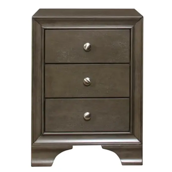 Centralia 3-Drawers Transitional Wood Nightstand in Gray - Lexicon image {2}