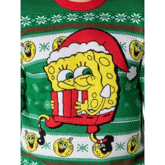SpongeBob SquarePants Men's Santa SpongeBob Ugly Sweater Knit Pullover image {5}