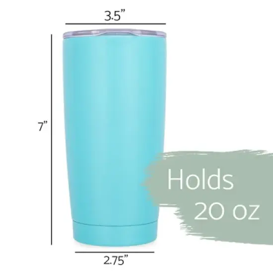 100 North 20 Ounce Stainless Steel On the Go Travel Tumbler With Push Top Lid, Stop When You're Done Teal image {1}