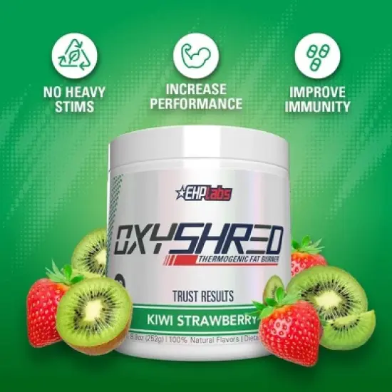 EHPlabs OxyShred Thermogenic Pre Workout & Fat Burner - Clinically Proven Preworkout Powder with Acetyl L Carnitine - Kiwi Strawberry, 60 Servings image {3}