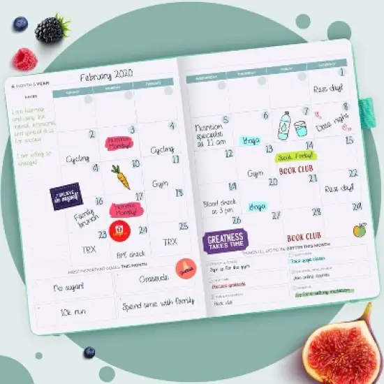 Undated Wellness Planner 6 Months Weekly/Daily 8"x5.5" Turquoise - Clever Fox image {4}