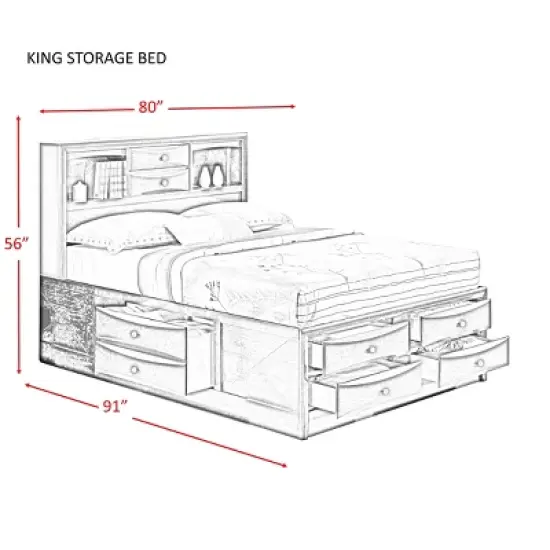 3pc King Madison Storage Bedroom Set Espresso Brown - Picket House Furnishings image {6}