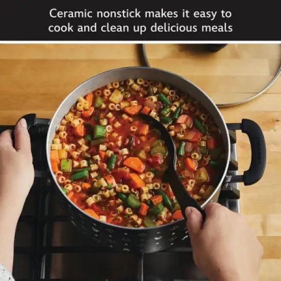 Farberware Disney Monochrome 5.5qt Ceramic Nonstick Stockpot with Lid Black: Dishwasher-Safe, Gas & Electric Compatible image {5}