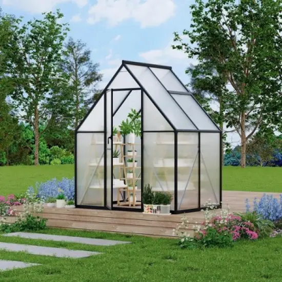 Aluminum-Framed Polycarbonate Greenhouse, Heavy Duty, with Quick Setup Structure and Roof Vent, Large Enhanced Aluminum GreenhouseKit for Outdoors image {11}