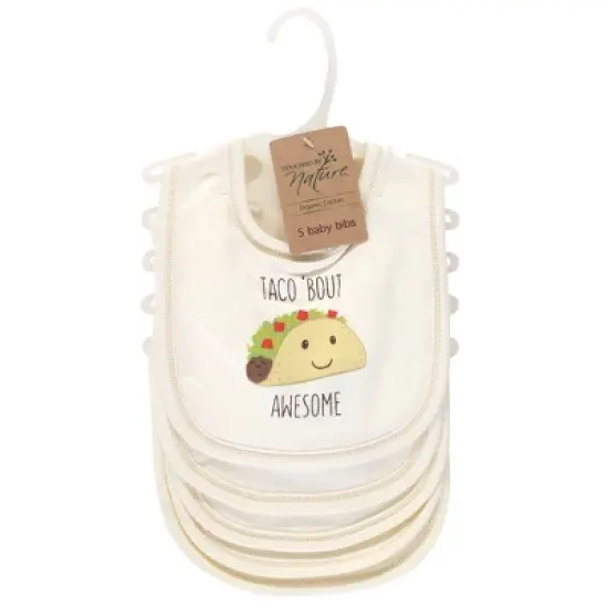 Touched by Nature Baby Organic Cotton Bibs 5pk, Taco, One Size image {1}