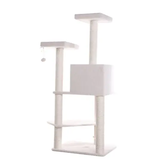 Armarkat Ivory 57" High Real Wood Cat Tree, Fleece Covered Cat Climber, B5701 image {8}