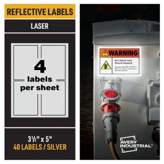Avery Reflective Labels, 3.5" x 5" Silver Reflective Sign Labels, Laser Printable, 40 Labels (61584) image {1}