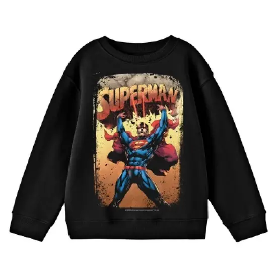 Superman Comic Cover No. 28 Crew Neck Long Sleeve Black Youth Tee image {2}