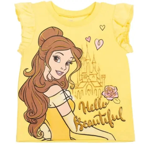 Disney Frozen Moana Princess Rapunzel Snow White Raya and the Last Dragon Baby Girls Peplum T-Shirt and French TerryShorts Outfit Set Infant image {1}