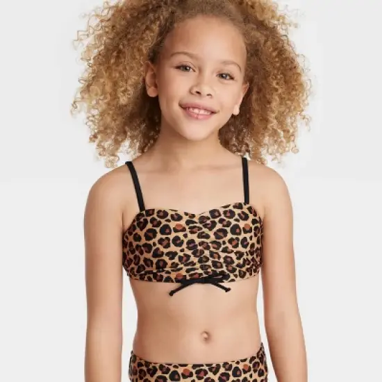 Girls' 'Delightful Cheetah' Shirred Center Bikini Set - art class&trade; image {1}
