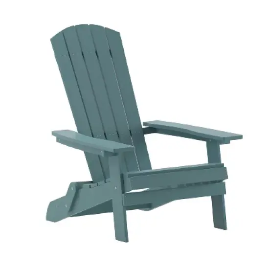 Merrick Lane Poly Resin Folding Adirondack Lounge Chair - All-Weather Indoor/Outdoor Patio Chair image {18}
