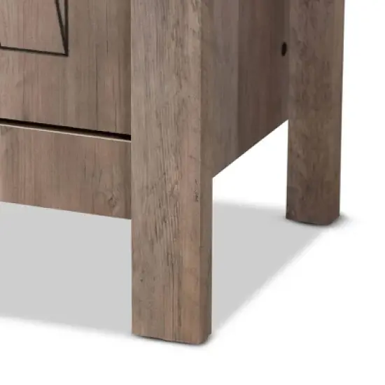 75.4" Derek Wood 2 Door Bookcase Oak - Baxton Studio image {5}