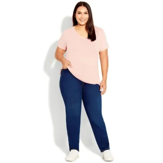 Women's Plus Size Butter Denim Straight Leg Jean Dark Wash - petite | AVENUE image {7}