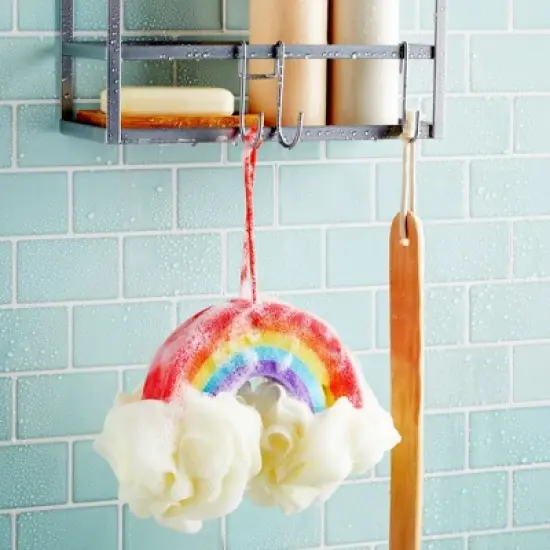 Juvale 3 Pack Rainbow Loofah Body Scrubber, Kids Bath Sponge image {1}