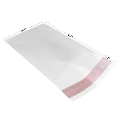 UOFFICE Pack of 1,000 Clear Resealable Cellophane Bags 3.1" x 4.7" with Hanging Header image {1}