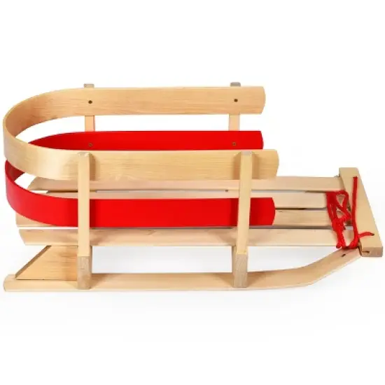 Costway Baby Kids Wooden Sled Solid Seat Toddler Boggan Outdoor Play Snow Toys image {9}