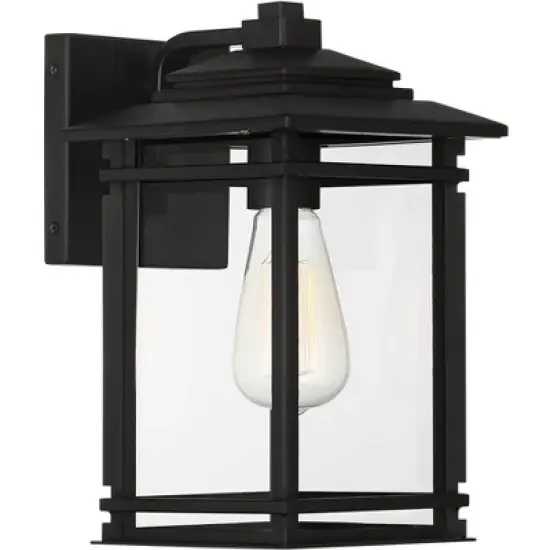 John Timberland North House Mission Outdoor Wall Light Fixture Matte Black Metal 12" Clear Glass Panels for Post Exterior Barn Deck House Porch Yard image {4}
