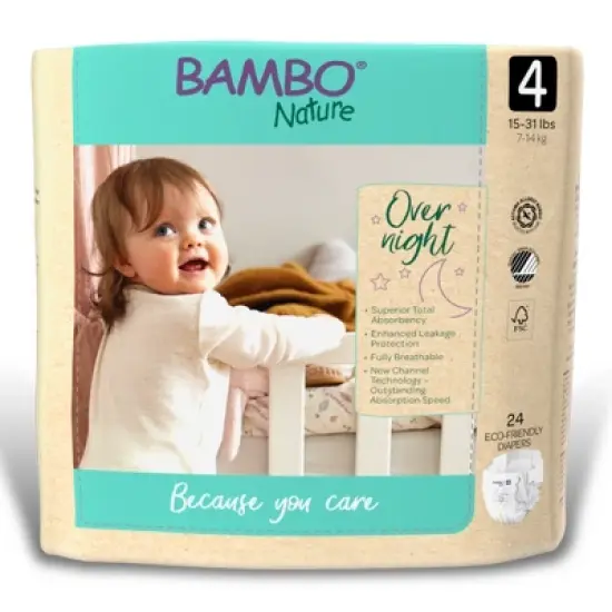 Bambo Nature Overnight Diapers, Disposable, Eco-Friendly, Size 4 image {5}
