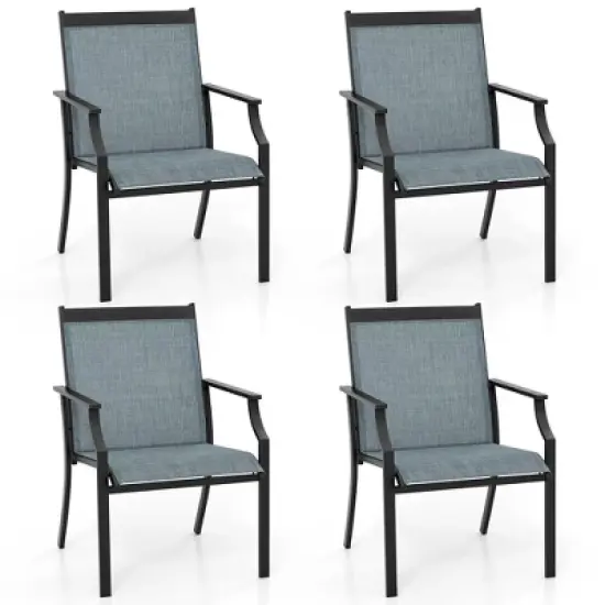 Tangkula Set of 4 Patio Dining Chairs Outdoor Armchairs w/ Sturdy Metal Frame image {9}