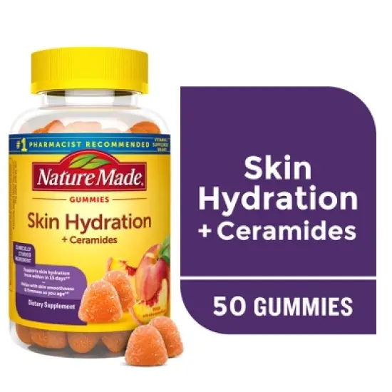 Nature Made Skin Hydration Ceramides Dietary Supplement Gummies - Peach - 50ct image {6}