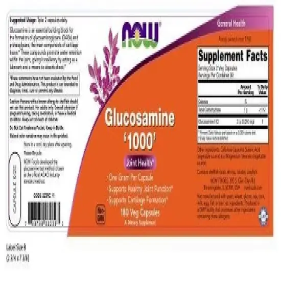 Glucosamine HCL 1000mg by Now Foods  -  180 Capsule image {1}