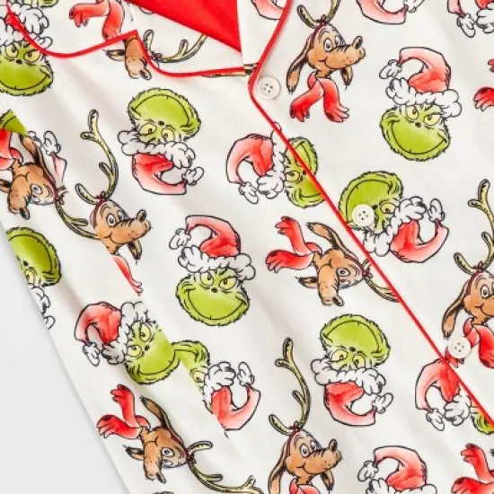 Kids' The Grinch Christmas Coat Pajama Set - Cream image {2}