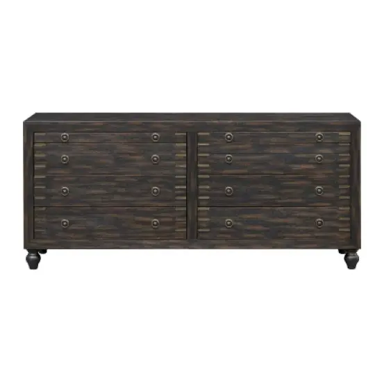 Desire Mid-Century Modern 6 Drawer Storage Credenza/Sideboard Weathered Black - Treasure Trove image {1}
