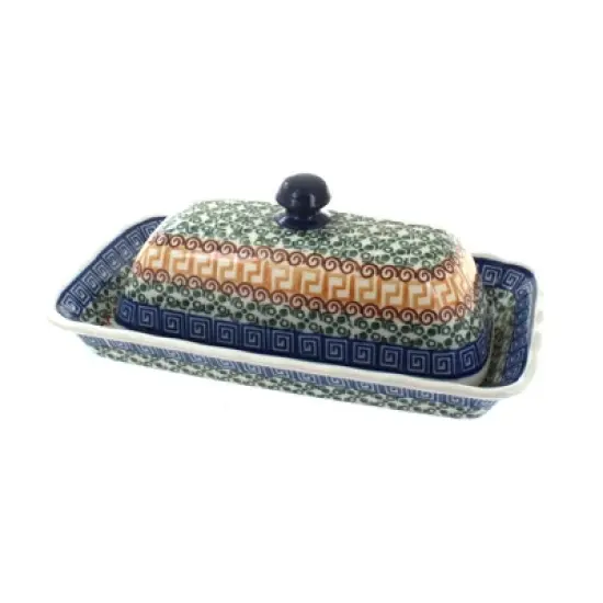 Blue Rose Polish Pottery A65 Ceramika Artystyczna Butter Dish image {3}