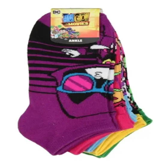Teen Titans Go! To The Movies Cool Character Ankle Socks 5 PK Multicoloured image {2}