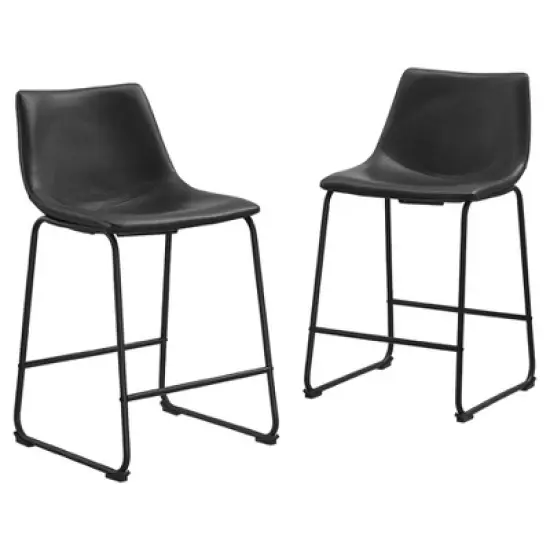Set of 2 Laslo Modern Upholstered Faux Leather Counter Height Barstools - Saracina Home image {7}