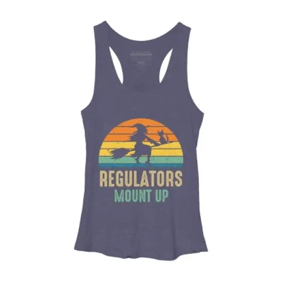 Women's Design By Humans Regulators Mount Up Halloween Witch By RedBirdLS Racerback Tank Top image {4}