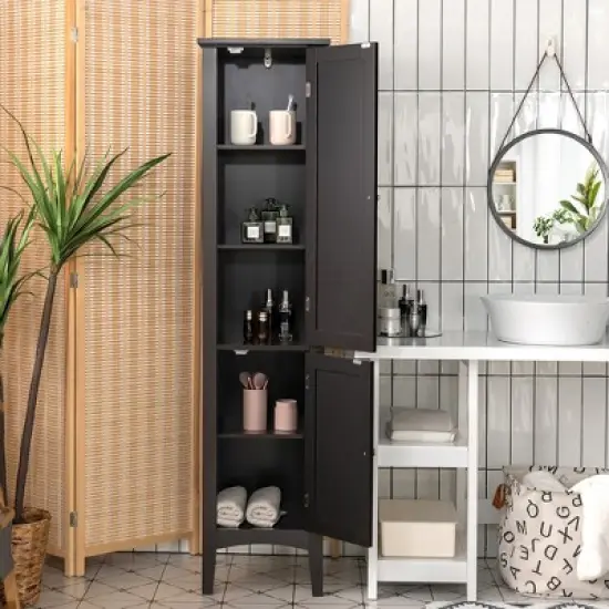 Costway Freestanding Bathroom Storage Cabinet Linen Tower Kitchen Living Room Grey\Black\Brown\White image {8}