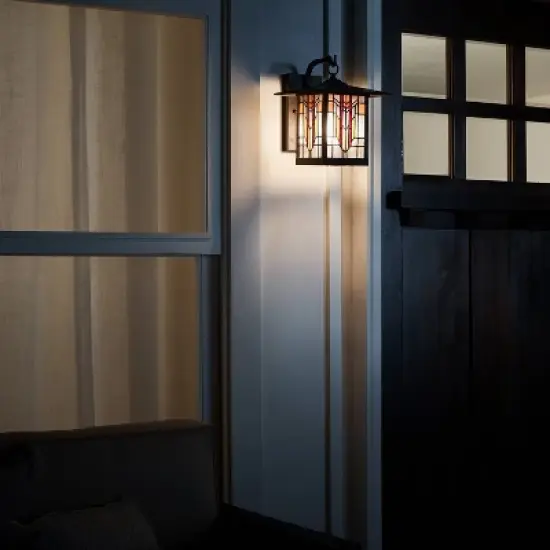 11.75" 1-Light Prairie Craftsman Outdoor Wall Lantern Sconce Oil Rubbed Bronze - River of Goods image {3}