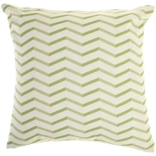 18"x18" Reversible Indoor/Outdoor Banana Leaf and Chevron Print Square Throw Pillow - Mina Victory image {1}