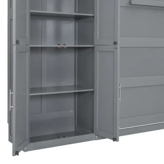 Queen Size Murphy Bed Wall Bed with Cabinets and Shelves-ModernLuxe image {11}