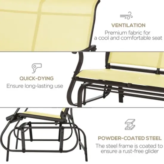 Dexmalle Beige Patio Glider Bench with Powder Coated Steel Frame image {4}
