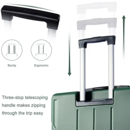 28 Inch Green Hardshell Luggage Lightweight Durable ABS Suitcases with Double Wheels Expandable Checked image {5}