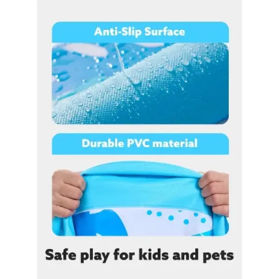 Joyfy 6ft Tropical Leaves Splash Pad for Kids, Non-Slip Outdoor Water Sprinkler Mat, Summer Fun Backyard Fountain Pool Water Games Spray Mat image {4}