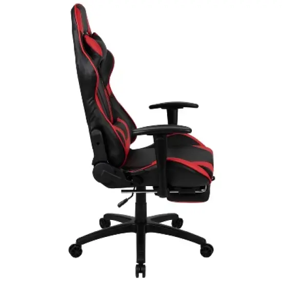 BlackArc Echo Gaming Desk & Chair Set: Black & Red Faux Leather Reclining Gaming Chair; Gaming Desk with Headphone Hook and Cupholder image {3}
