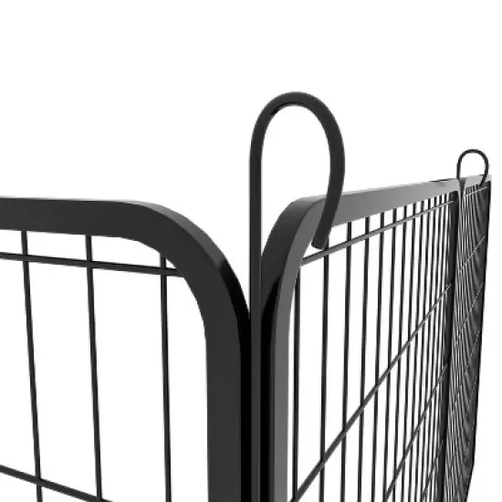 Akoasm 39.37 inch 16 Panels Heavy Duty Metal Dog Fence With Door For All Sizes Dogs-Black image {4}