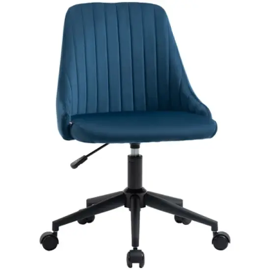 Vinsetto Mid-Back Office Chair, Velvet Fabric Swivel Scallop Shape Computer Desk Chair for Home Office or Bedroom image {7}