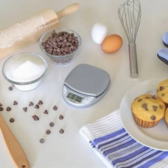 Escali Pico Digital Scale: Silver Kitchen Food Scale with Backlit Display, 11 lb Capacity, Battery Included image {2}