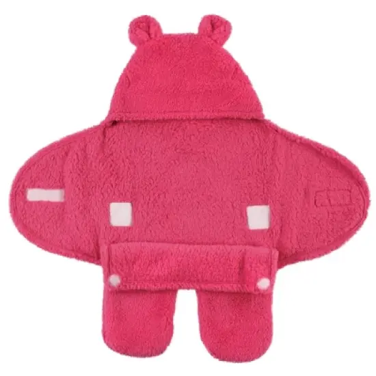 Hudson Baby Infant Girl Animal Faux Shearling Baby Outdoor Stroller Sack Wrap, Dk Pink, One Size image {2}