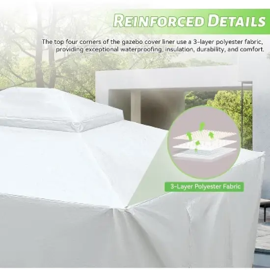DOMETOUR 12'x14' Universal Gazebo Cover with Sidewalls & Mesh Windows, Waterproof All-Season Enclosure, White image {1}