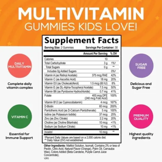 Kids Multivitamin - Gummies Natural Sugar Free Gummy Multi Vitamin for Kids - 60 Gummies By Nature's Nutrition image {1}