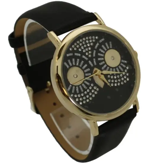 OLIVIA PRATT DAZZLING OWL FACE LEATHER STRAP WATCH image {3}