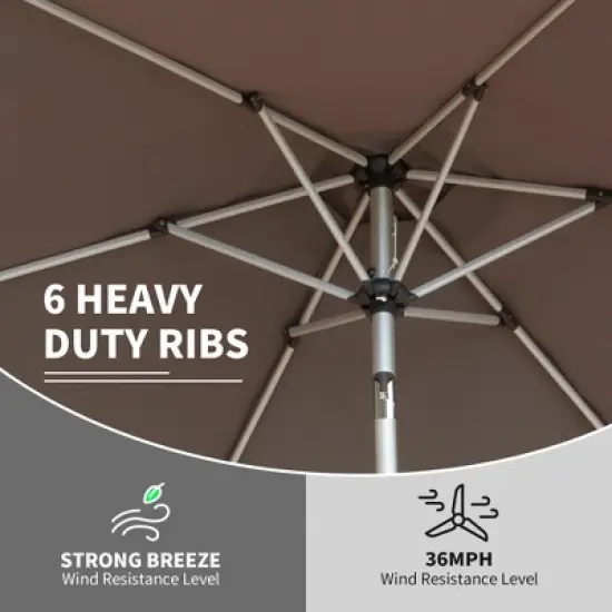 Syemin Outdoor Patio Umbrella with 6 Sturdy Ribs, Push Button Tilt and Crank, Waterproof, UV-Resistant Uitable for Garden, Gray, 90"*90"*86.64" image {4}
