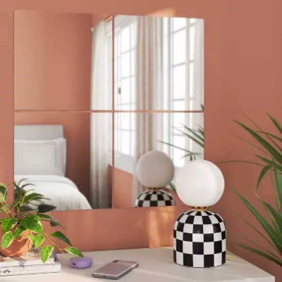 (Set of 4) 12"x12" Frameless Mirrors Silver - Room Essentials&trade;: Modern Square Wall Mount, No Frame Required image {1}